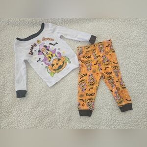 Disney‎ baby "spooky and sweet" minnie mouse orange white pj set size 12months